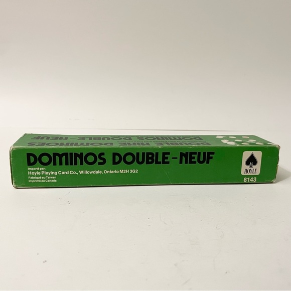 Vtg Hoyle Double Nine Black 55 Wood Dominoes Original Green Box - Picture 2 of 16